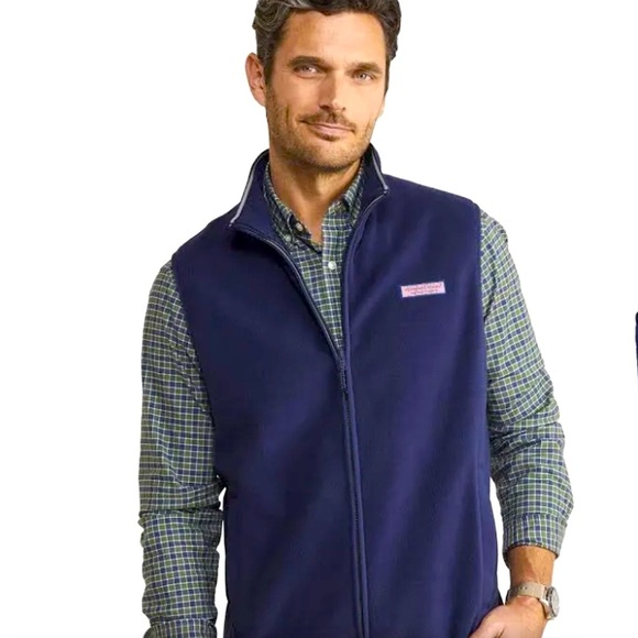 Vineyard vines men's fleece harbor navy blue vest size small EUC - Picture 1 of 6